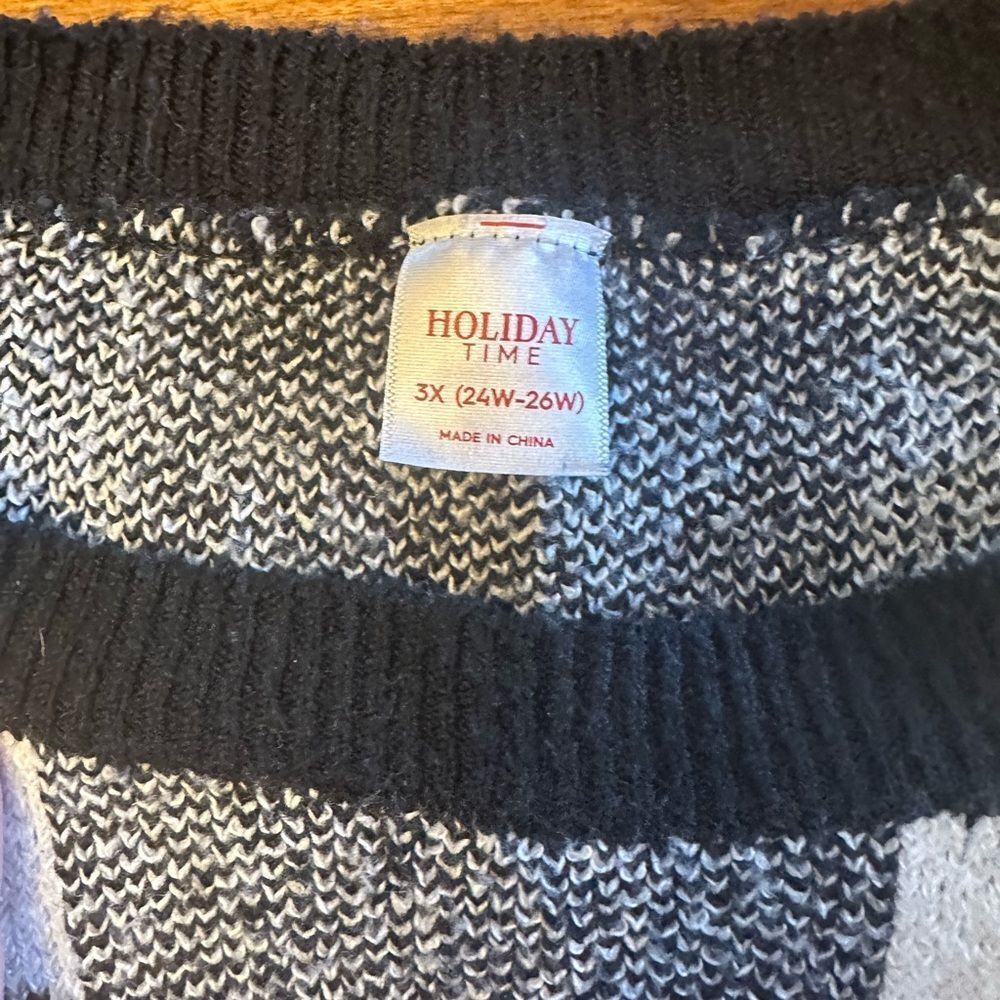 Holiday Time Black and White Knit Sweater